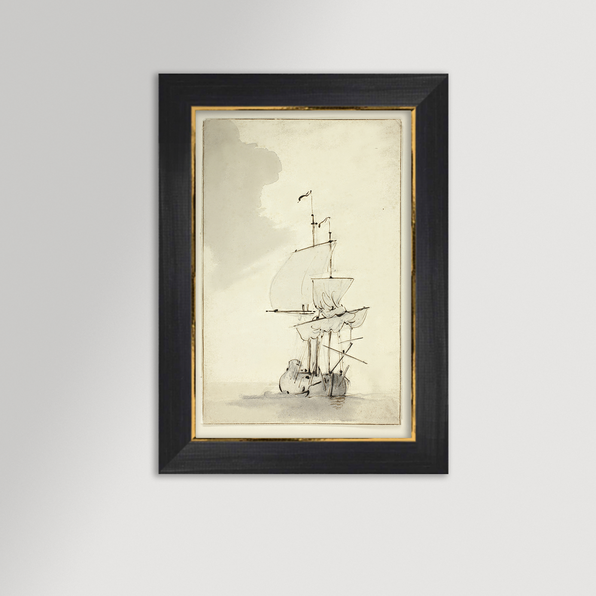 Vintage Sepia-Toned Ship Archival Reproduction Art Print