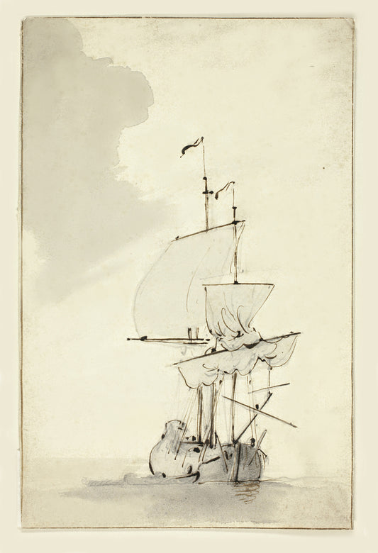 Vintage Sepia-Toned Ship Archival Reproduction Art Print