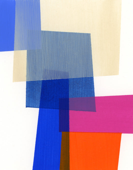 Framed Graphic Blue and Pink Abstract Canvas Print