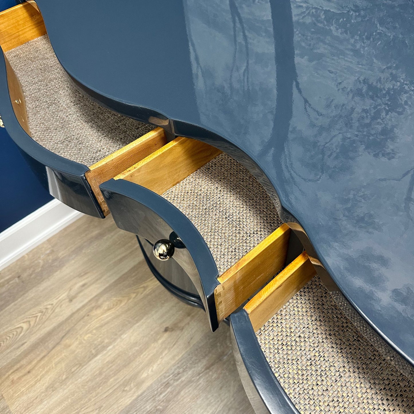 Diana / Dressers / Lowboys lacquered dark navy high gloss finish. Custom lacquer finishing available. - Casey Grace Studio, LLC