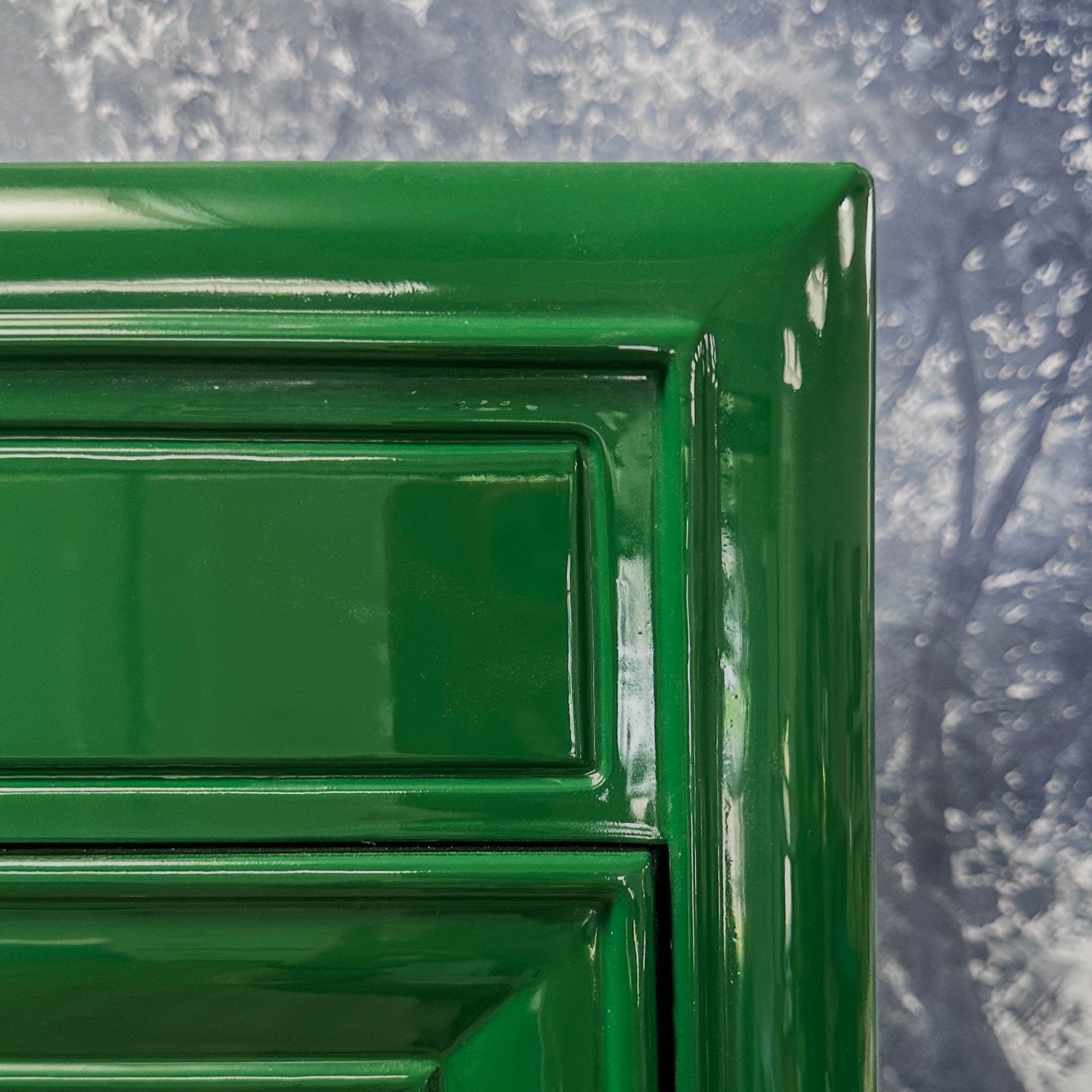 Delaney / China Cabinets & Hutches lacquered green high gloss finish. Custom lacquer services. - Casey Grace Studio, LLC