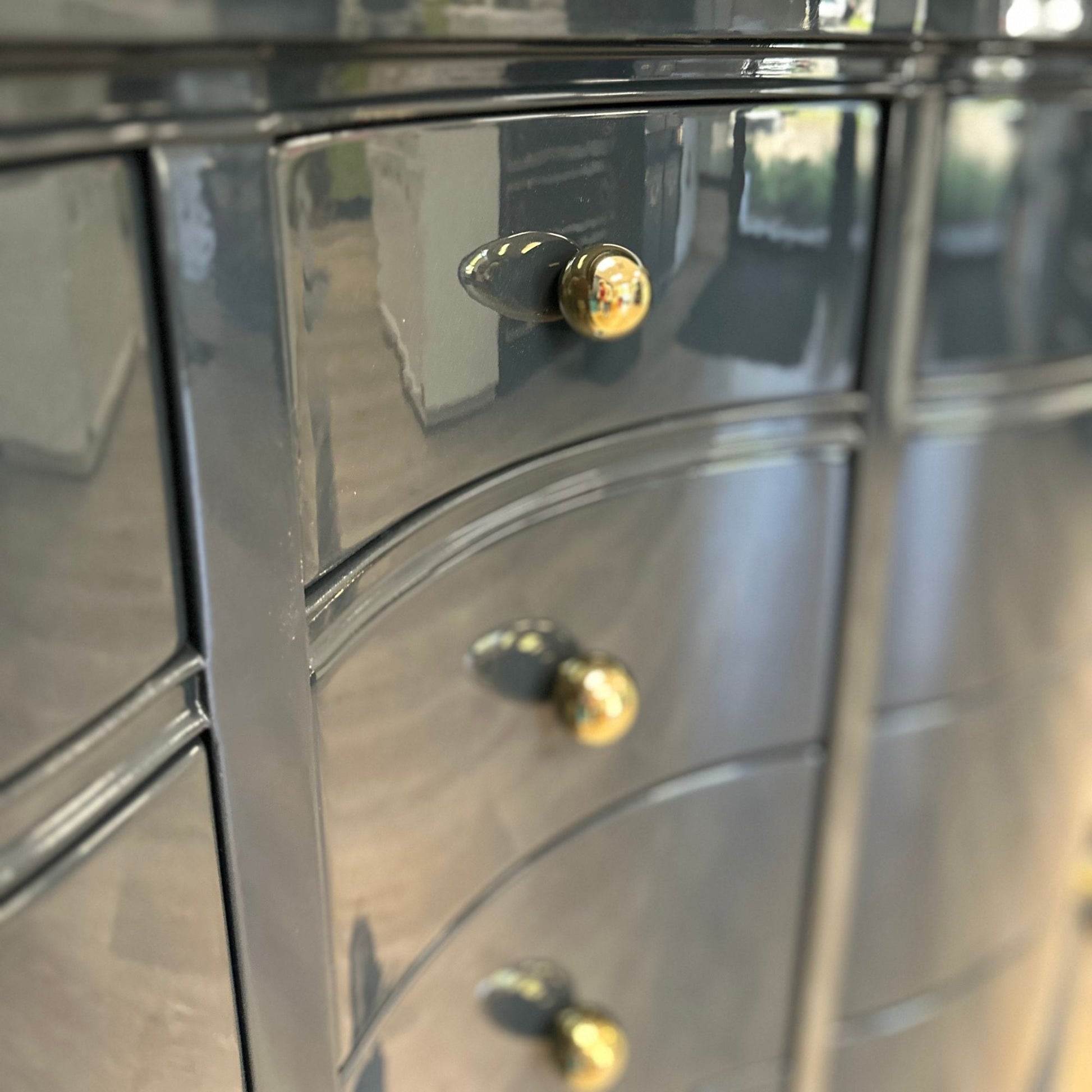 Diana / Dressers / Lowboys lacquered dark navy high gloss finish. Custom lacquer finishing available. - Casey Grace Studio, LLC