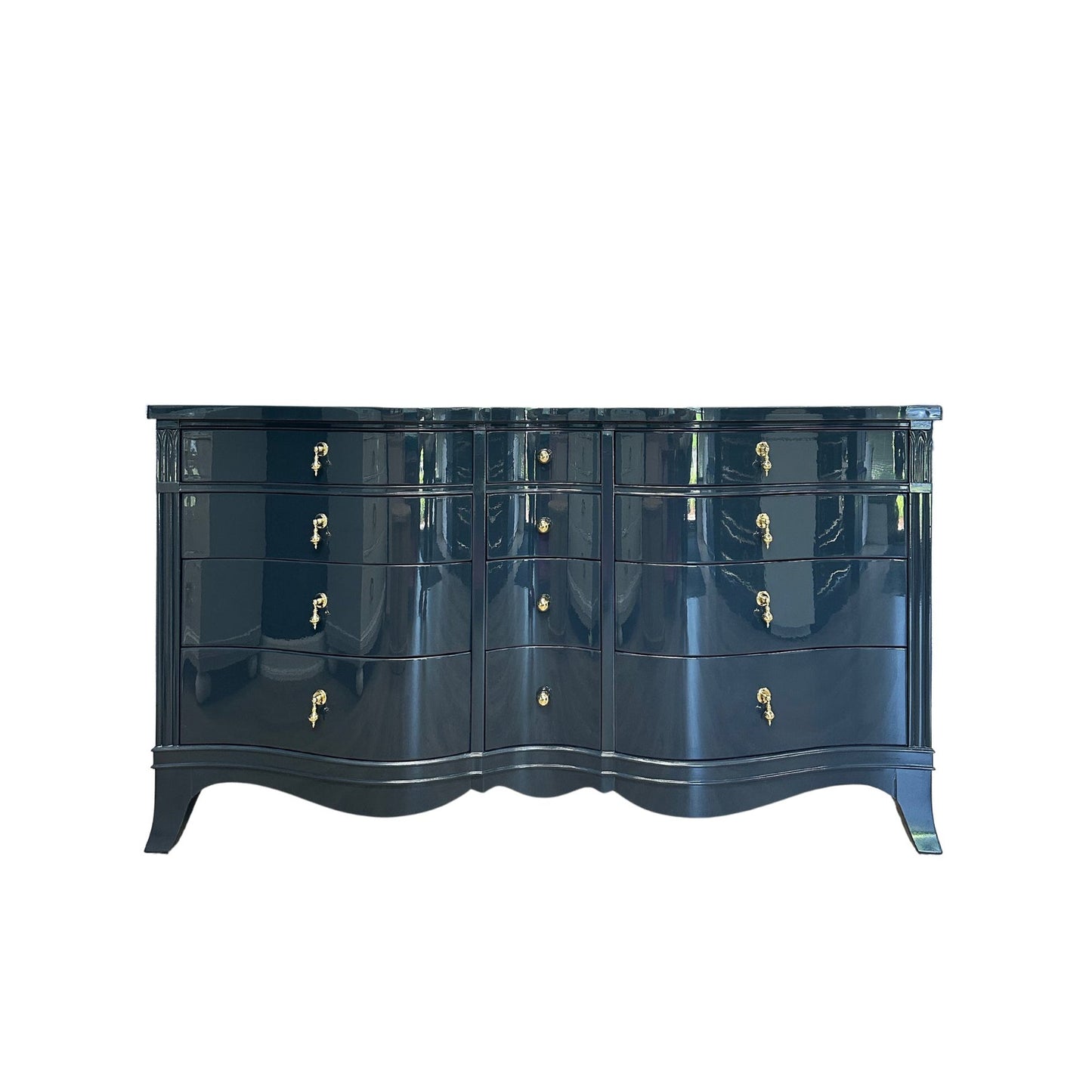 Diana / Dressers / Lowboys lacquered dark navy high gloss finish. Custom lacquer finishing available. - Casey Grace Studio, LLC
