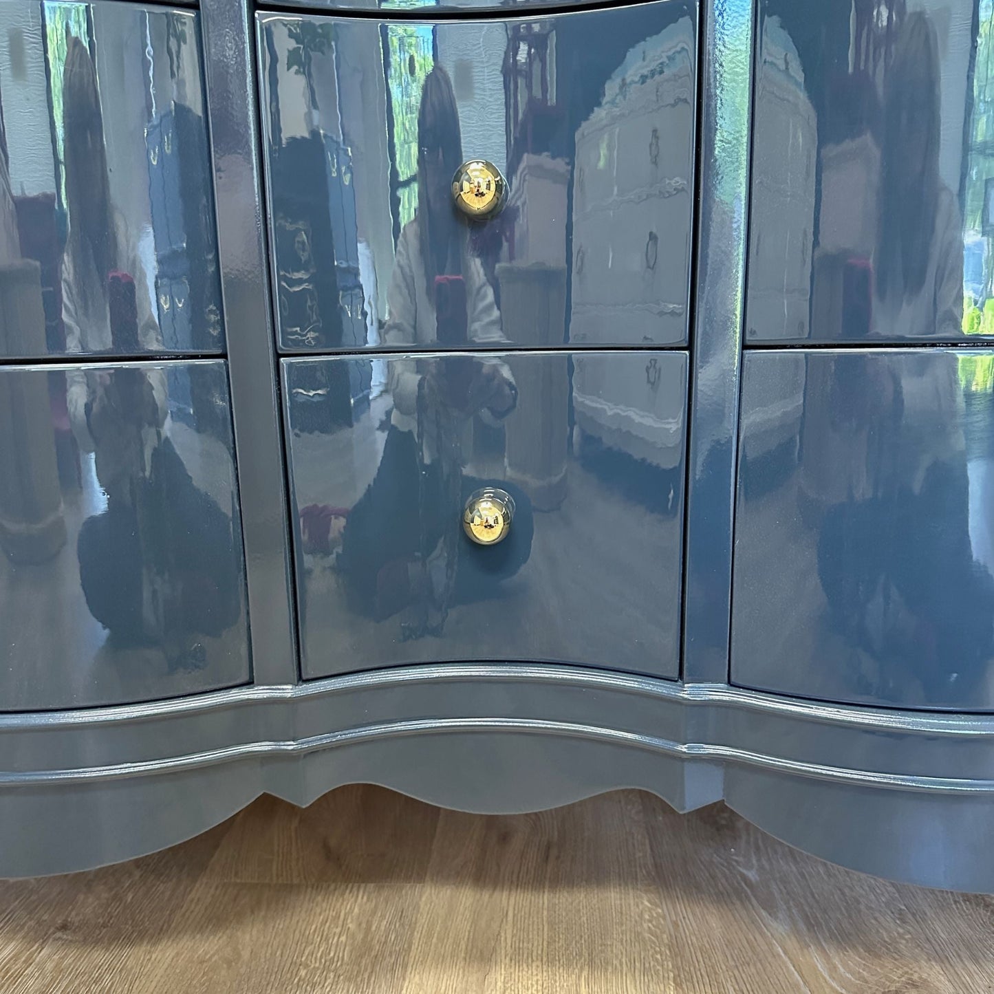 Diana / Dressers / Lowboys lacquered dark navy high gloss finish. Custom lacquer finishing available. - Casey Grace Studio, LLC