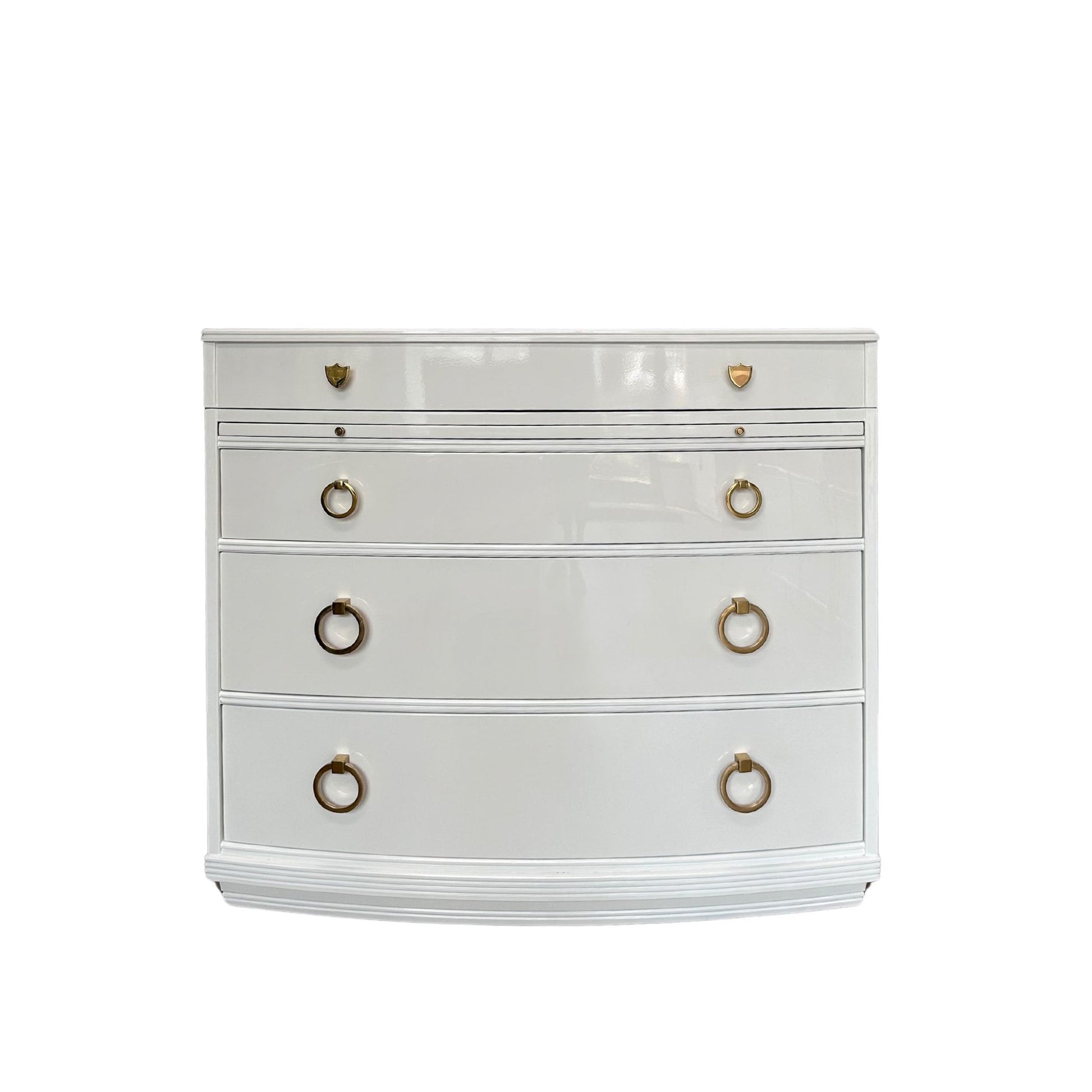 Freya / Desks lacquered in a high gloss white finish with contrast mint interior and mint/green drawer lining. Custom lacquer finishing services available. - Casey Grace Studio, LLC