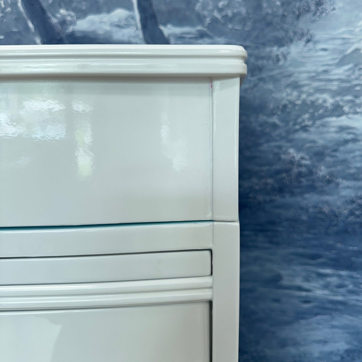 Freya / Desks lacquered in a high gloss white finish with contrast mint interior and mint/green drawer lining. Custom lacquer finishing services available. - Casey Grace Studio, LLC