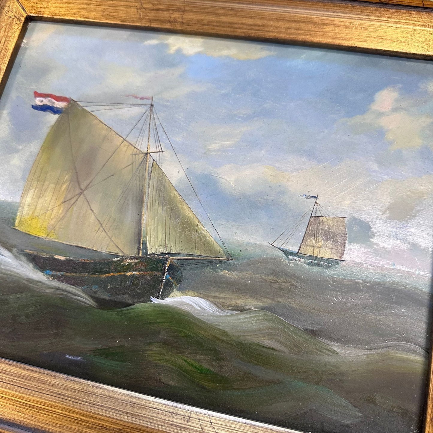 Coastal Style Artwork Maritime Scene Collection Victorian Frame Design Sailing Ships Display Beach House Perfect Nautical Wall Art Gold Bronze Accents Traditional Home Decor Classic Seascape Theme Elegant Room Addition Beautiful Statement