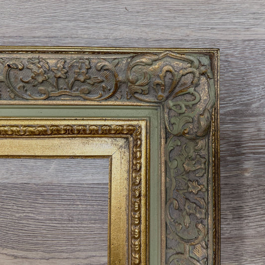 Large Ornate Frame Vintage Style Photo Display Gold Accent Details French Country Design Wall Art Statement Piece Elegant Home Accent Beautiful Picture Holder Wedding Photo Frame Baroque Style Details Premium Quality Construction Antique