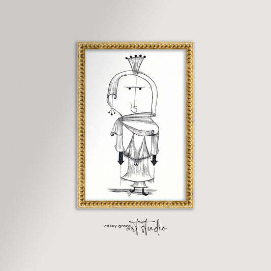 Paul Klee Abstract Queen Figure Sketch - Casey Grace Studio, LLC