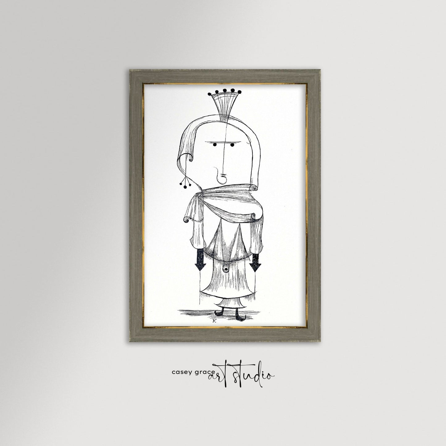 Paul Klee Abstract Queen Figure Sketch - Casey Grace Studio, LLC