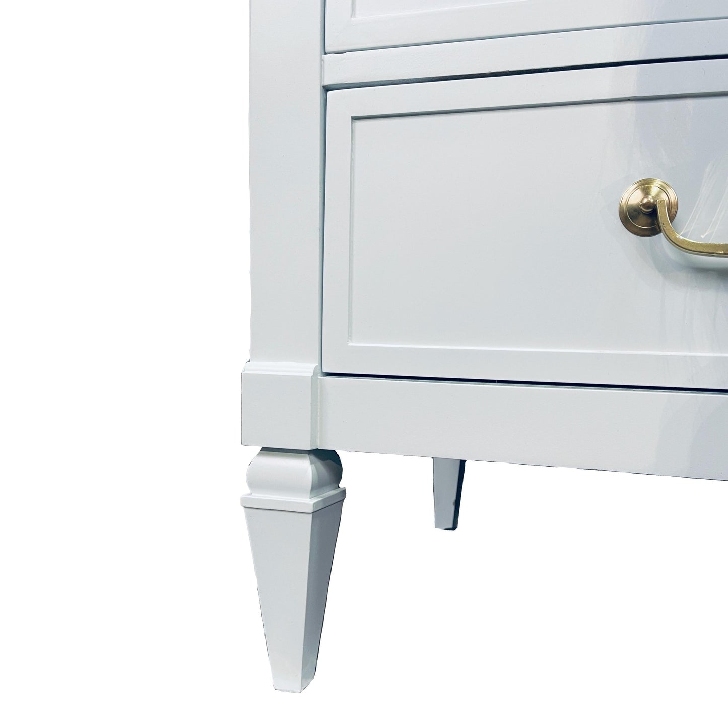 "Wynn" Lacquered White/Blue-ish Lowboy Dresser