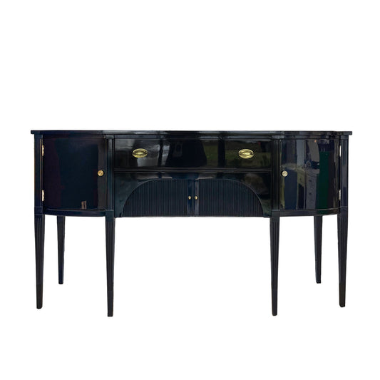 Vintage buffet refinished in high gloss lacquer. Barbara retains it's original brass hardware. Stunning sideboard or buffet ready for your next event. Casey Grace Studio, LLC