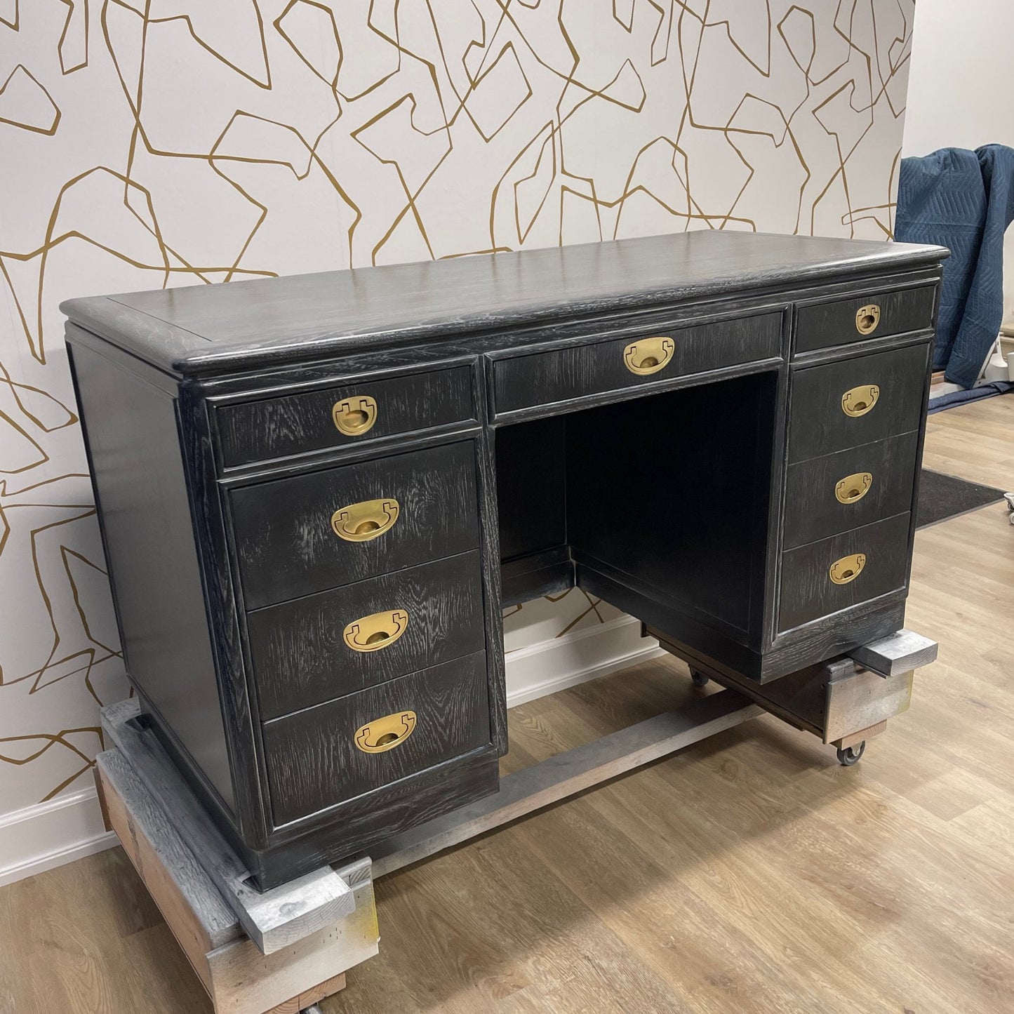 Bentley / Desks rescued and refinished in a black ceruse technique. Custom lacquer finishing available. - Casey Grace Studio, LLC