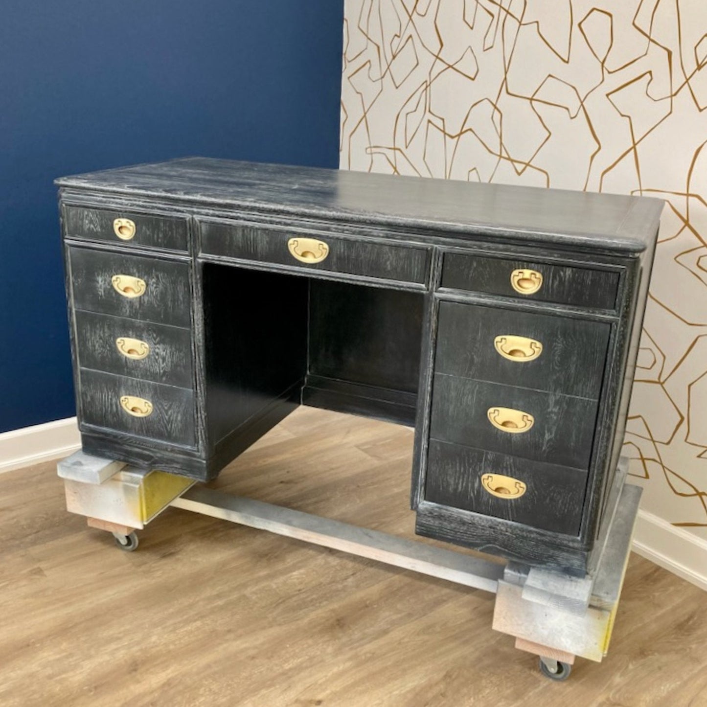 Bentley / Desks rescued and refinished in a black ceruse technique. Custom lacquer finishing available. - Casey Grace Studio, LLC