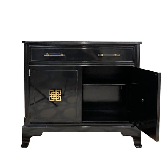 Betty / Buffets & Sideboards lacquered black and finished with polished brass Modern Matter hardware. Custom lacquer finishing services available. - Casey Grace Studio, LLC