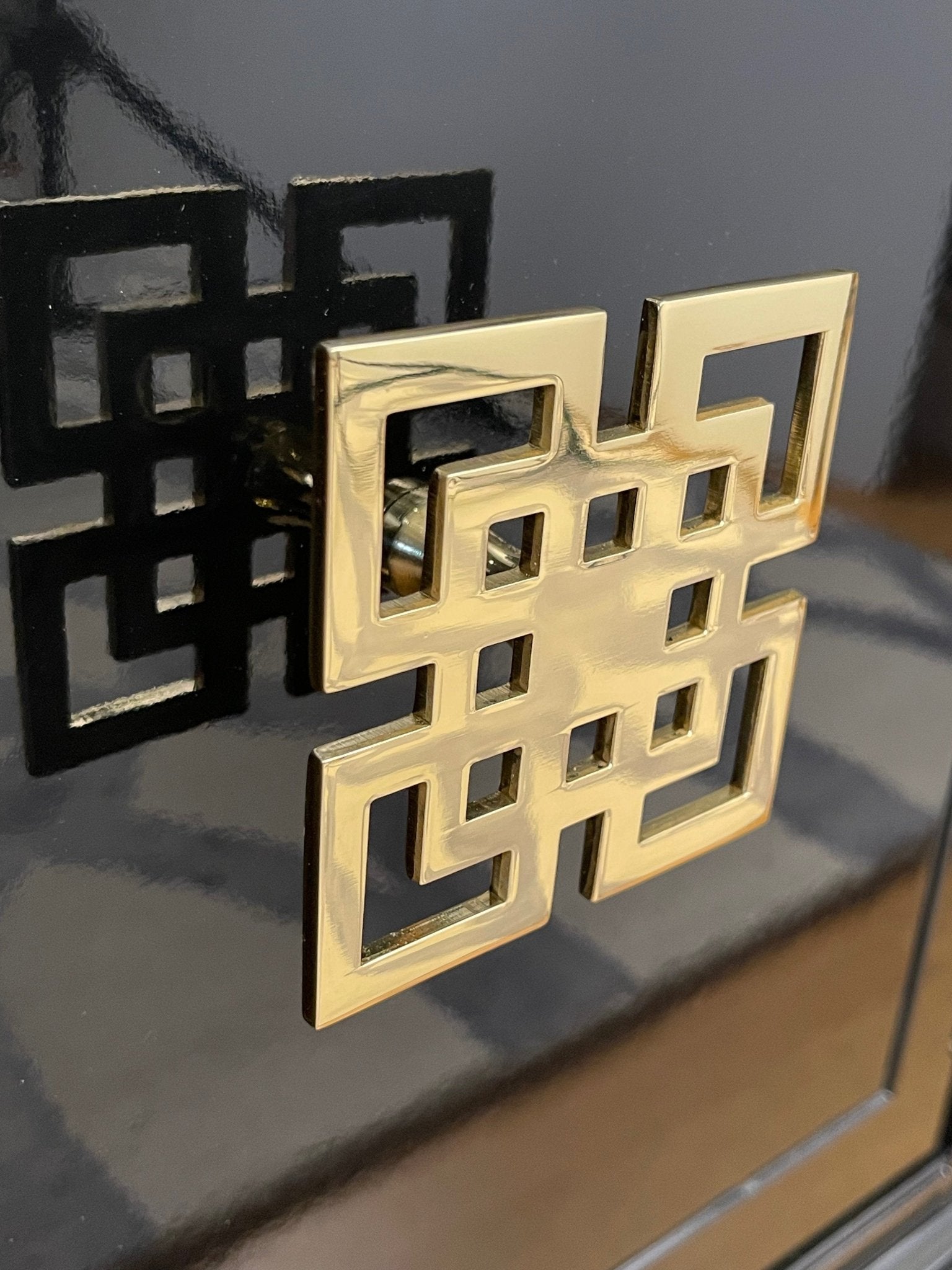 Betty / Buffets & Sideboards lacquered black and finished with polished brass Modern Matter hardware. Custom lacquer finishing services available. - Casey Grace Studio, LLC
