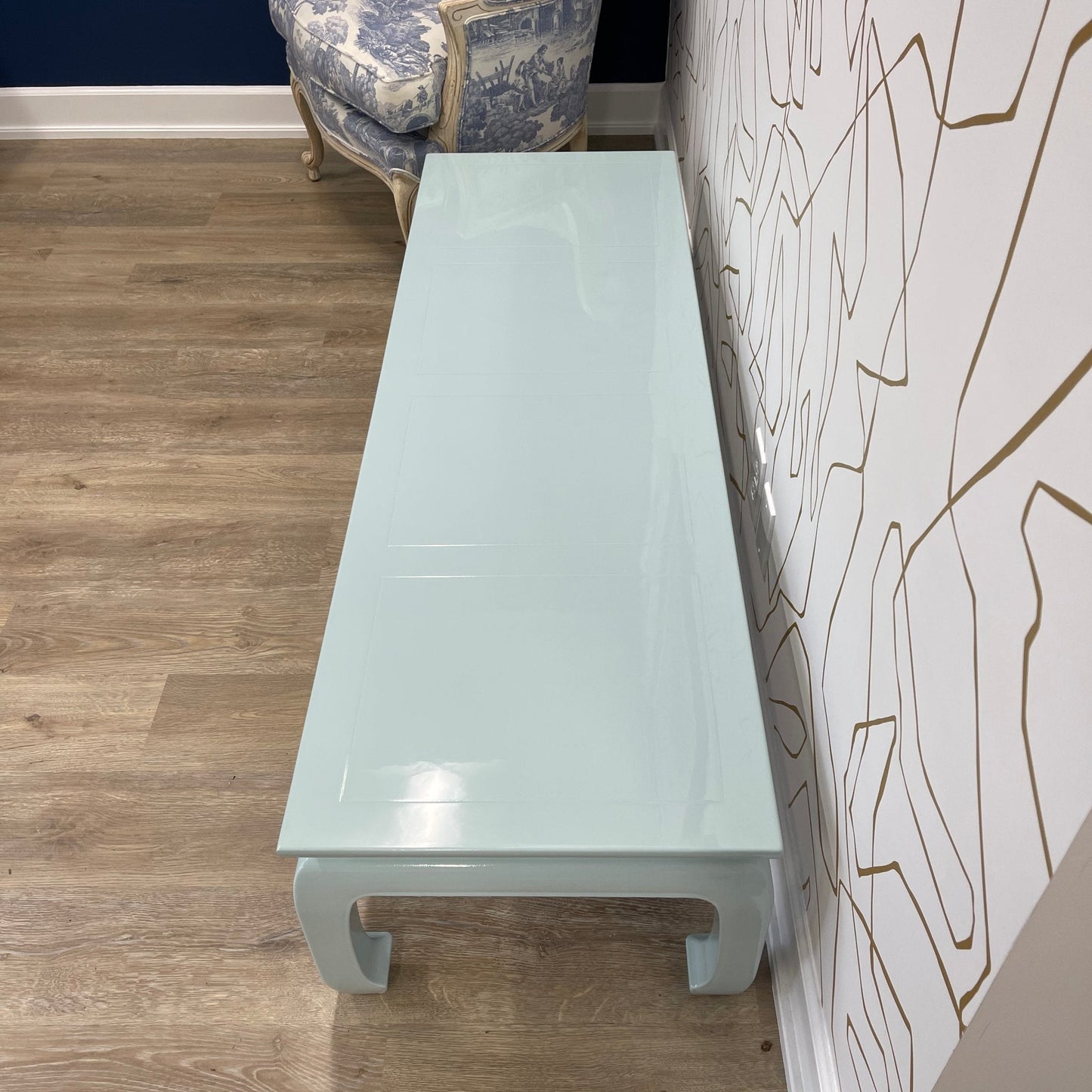 Gilligan / Coffee Tables lacquered in Gossamer Blue in our high gloss. Custom lacquer finishing services available. - Casey Grace Studio, LLC