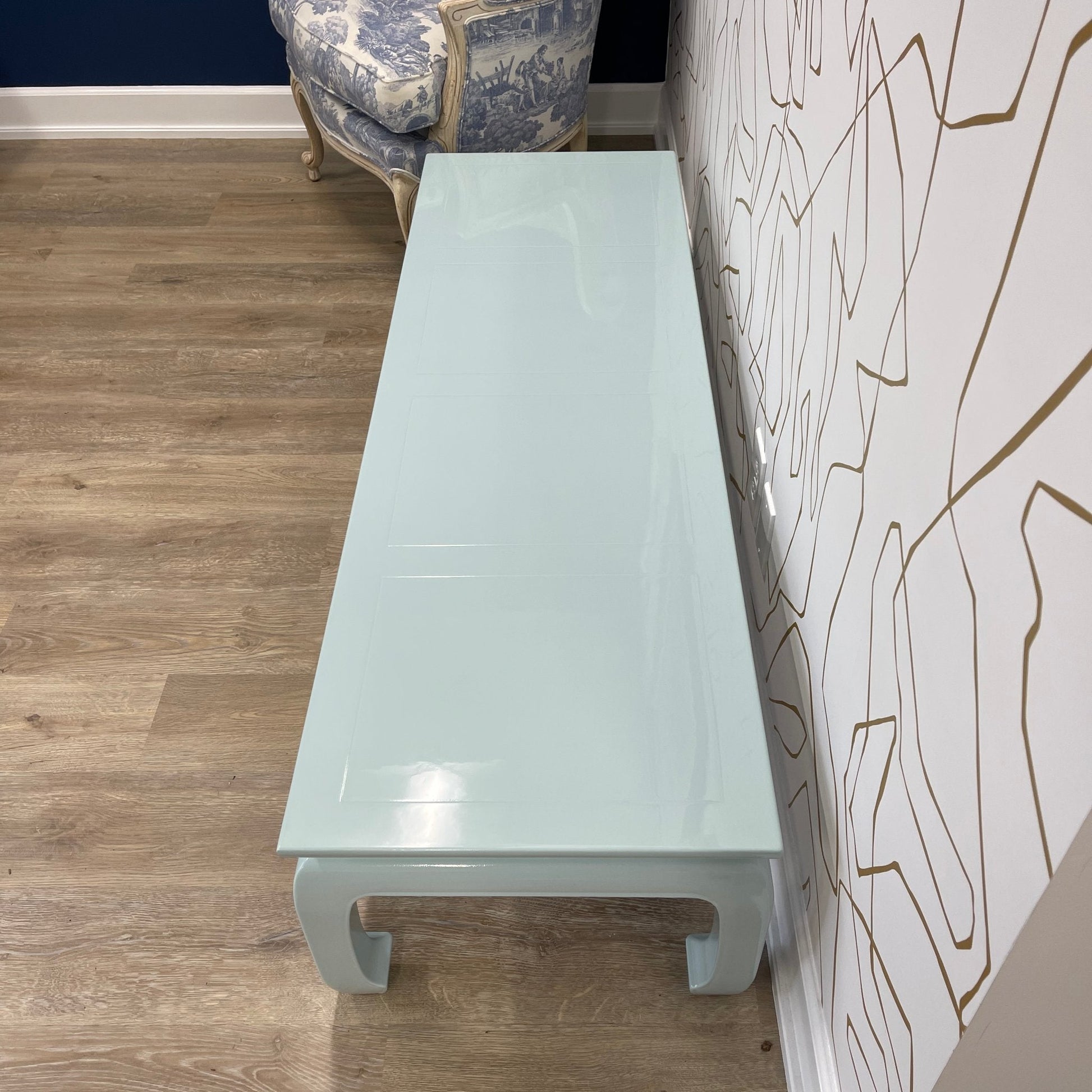 Gilligan / Coffee Tables lacquered in Gossamer Blue in our high gloss. Custom lacquer finishing services available. - Casey Grace Studio, LLC