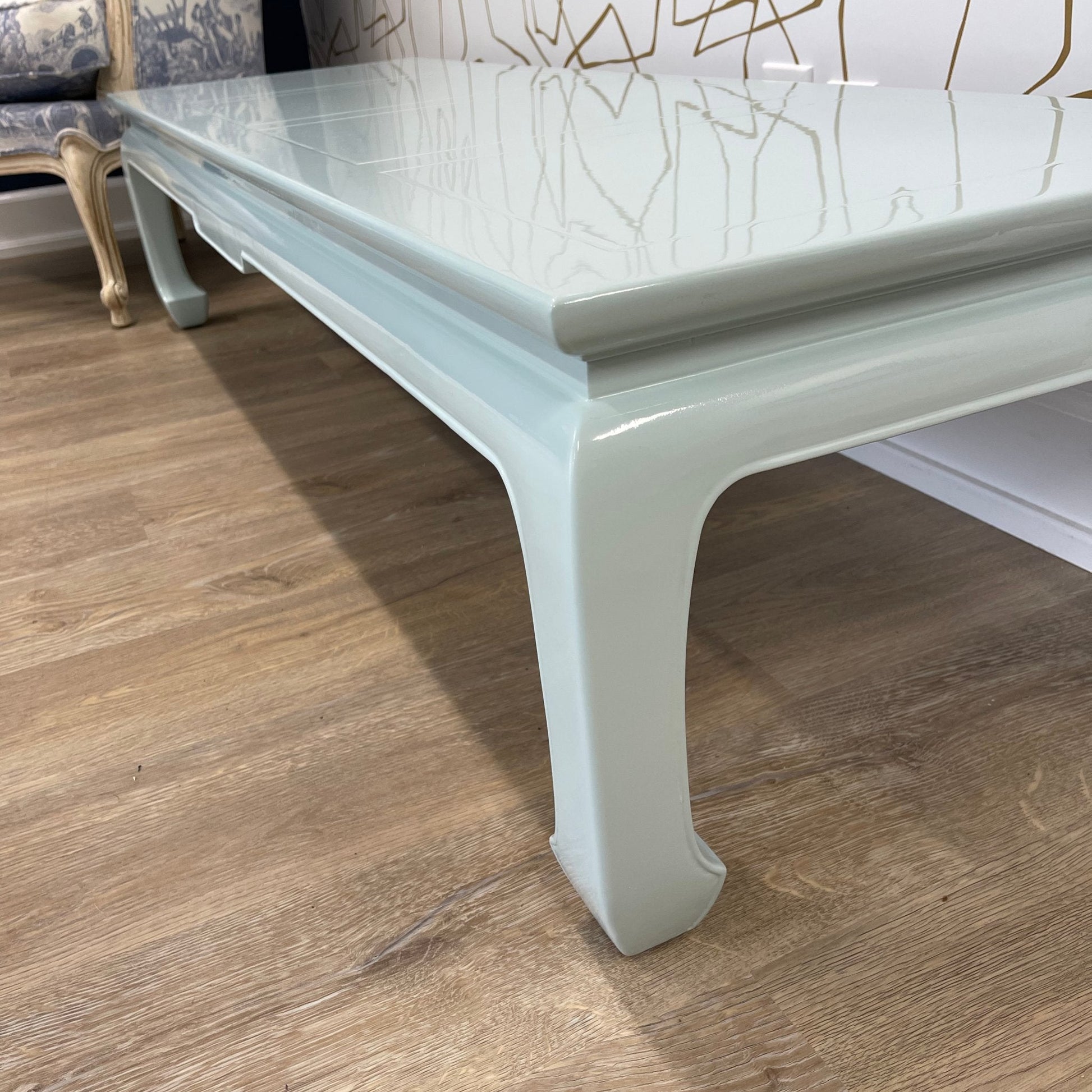 Gilligan / Coffee Tables lacquered in Gossamer Blue in our high gloss. Custom lacquer finishing services available. - Casey Grace Studio, LLC