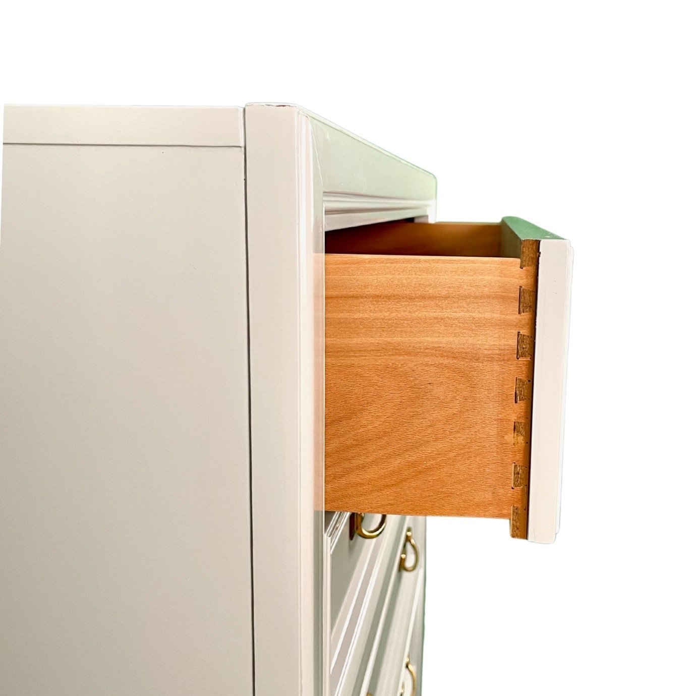 Grant / Dressers / HIghboys lacquered in a soft grey high gloss finish. Custom lacquer finishing services available. - Casey Grace Studio, LLC