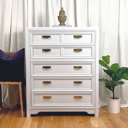 Grant / Dressers / HIghboys lacquered in a soft grey high gloss finish. Custom lacquer finishing services available. - Casey Grace Studio, LLC