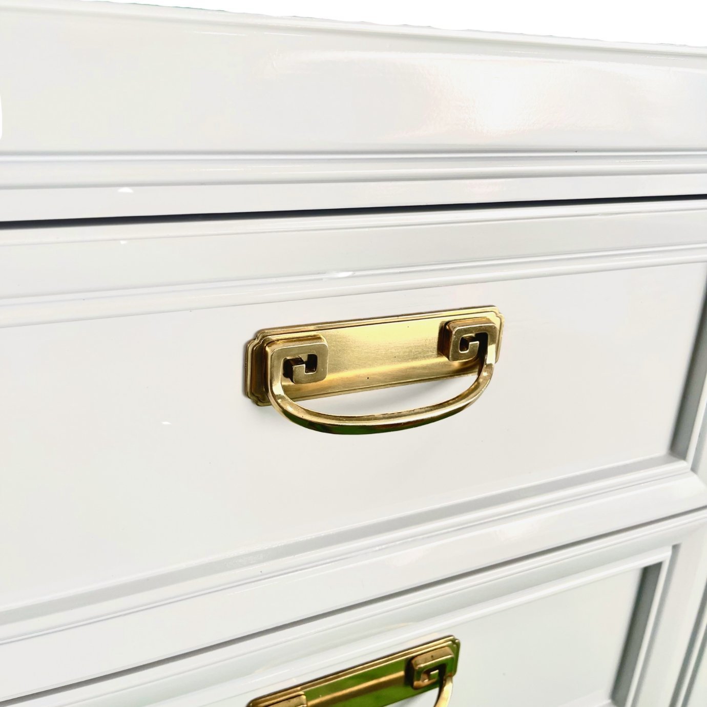 Grant / Dressers / HIghboys lacquered in a soft grey high gloss finish. Custom lacquer finishing services available. - Casey Grace Studio, LLC