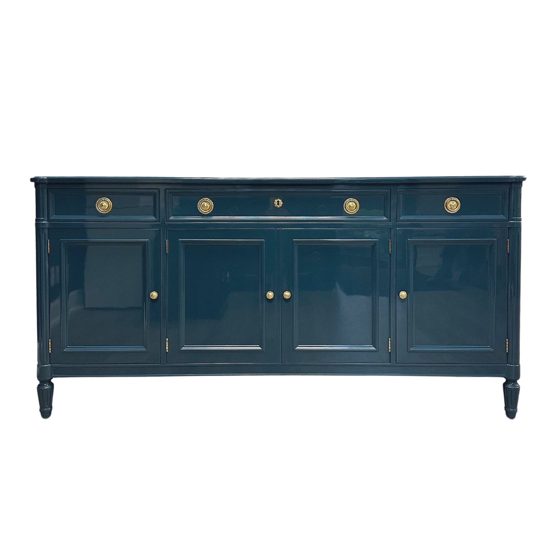 Keegan / Buffets & Sideboards lacquered Drexel in Hague Blue high gloss finish. Custom lacquer finishing services available. - Casey Grace Studio, LLC