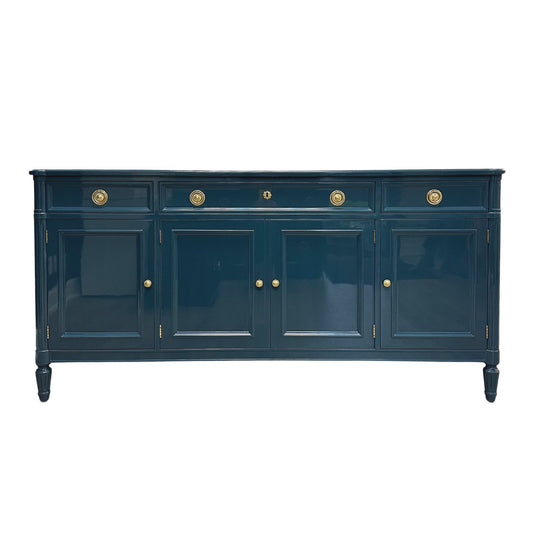 Keegan / Buffets & Sideboards lacquered Drexel in Hague Blue high gloss finish. Custom lacquer finishing services available. - Casey Grace Studio, LLC
