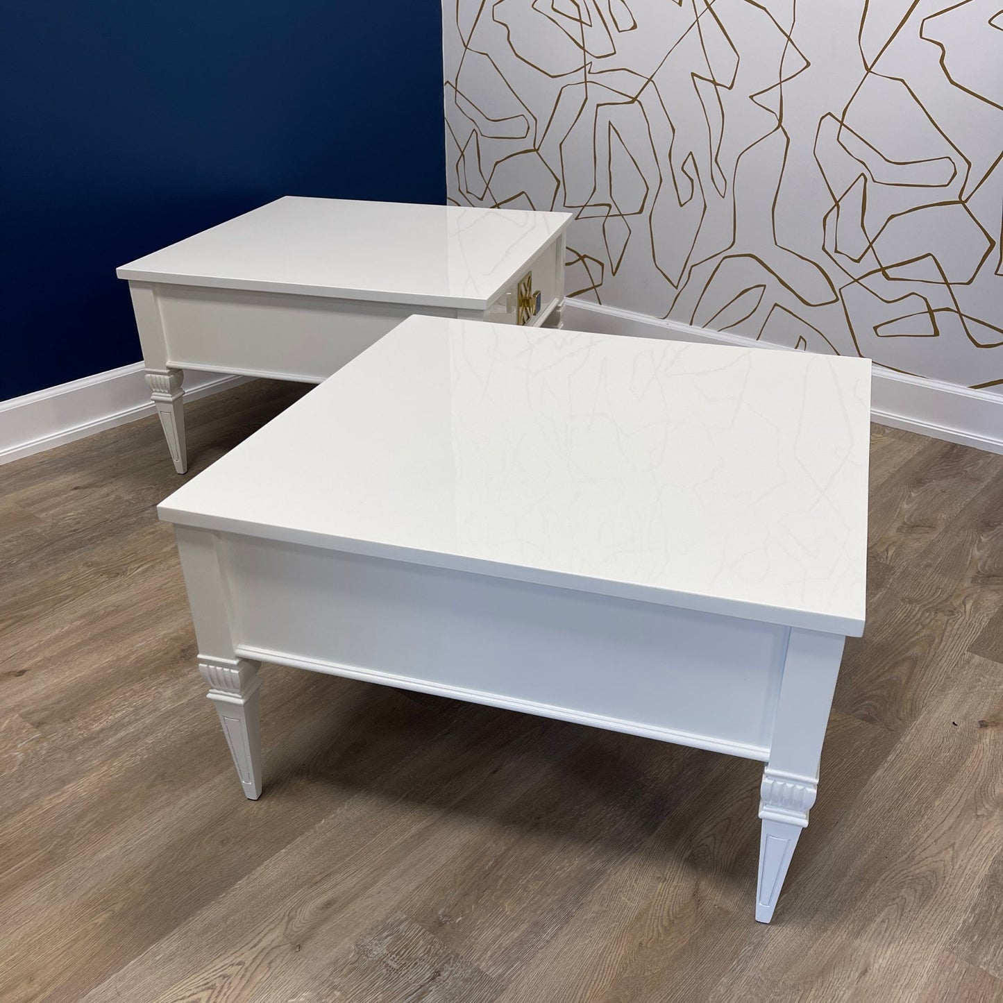 "The Beverlys" Bassett White End / Wide Table Pair