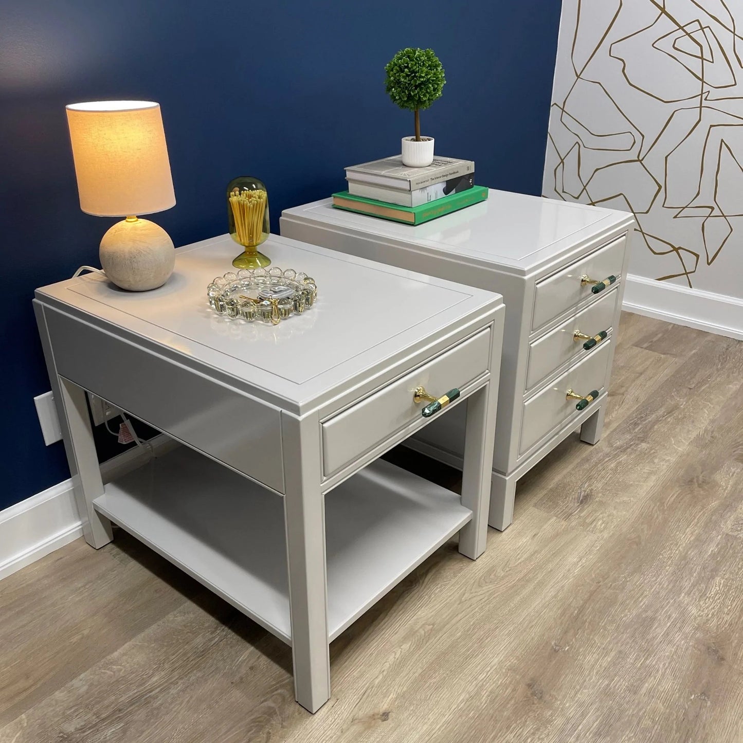 "The Bristols" HIgh Gloss Greige End Tables