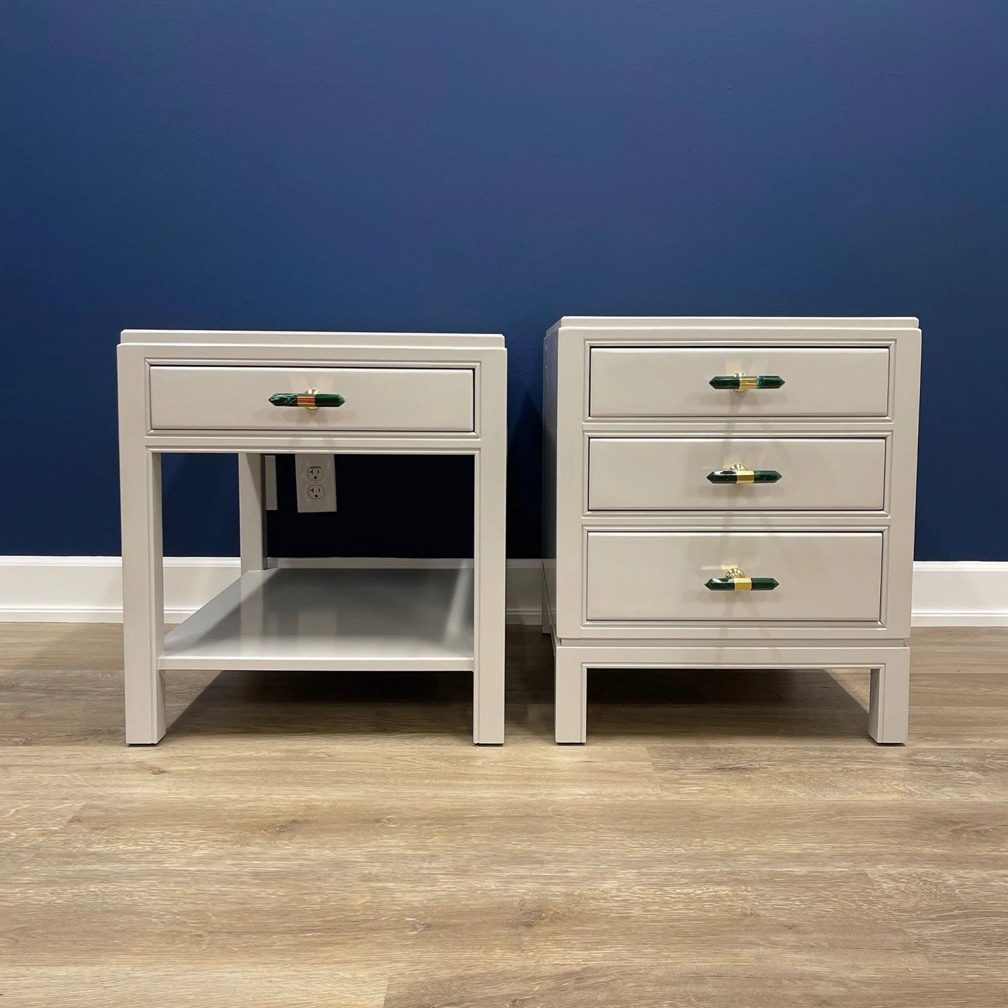 "The Bristols" HIgh Gloss Greige End Tables