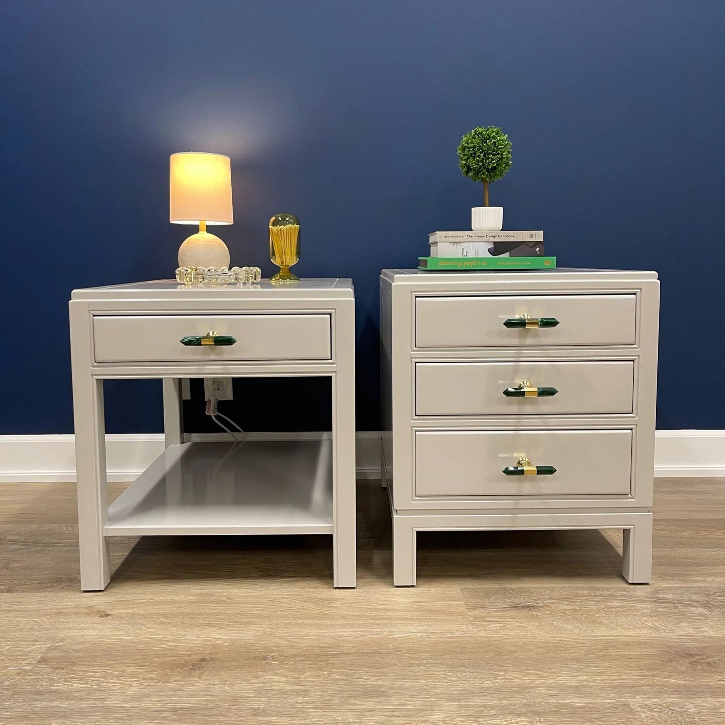 "The Bristols" HIgh Gloss Greige End Tables