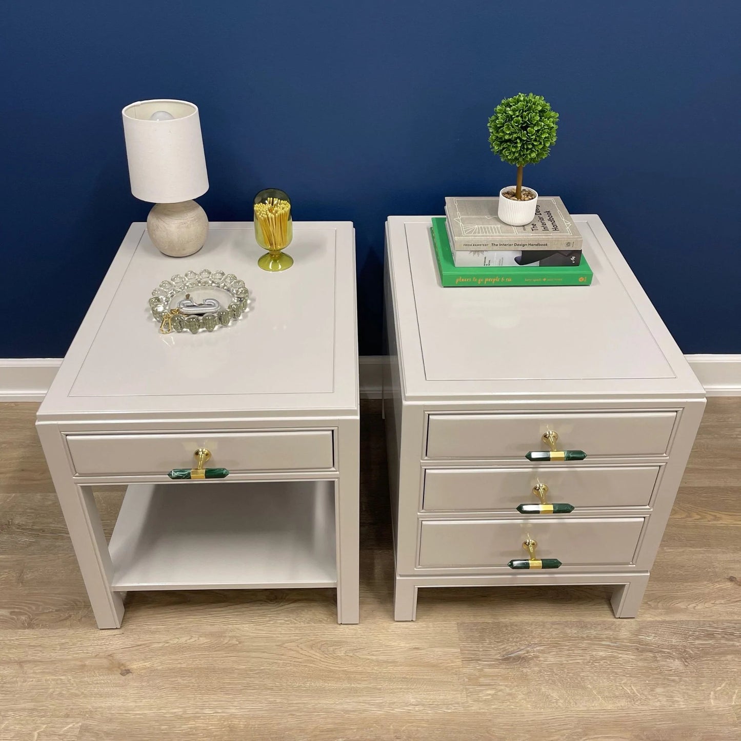 "The Bristols" HIgh Gloss Greige End Tables
