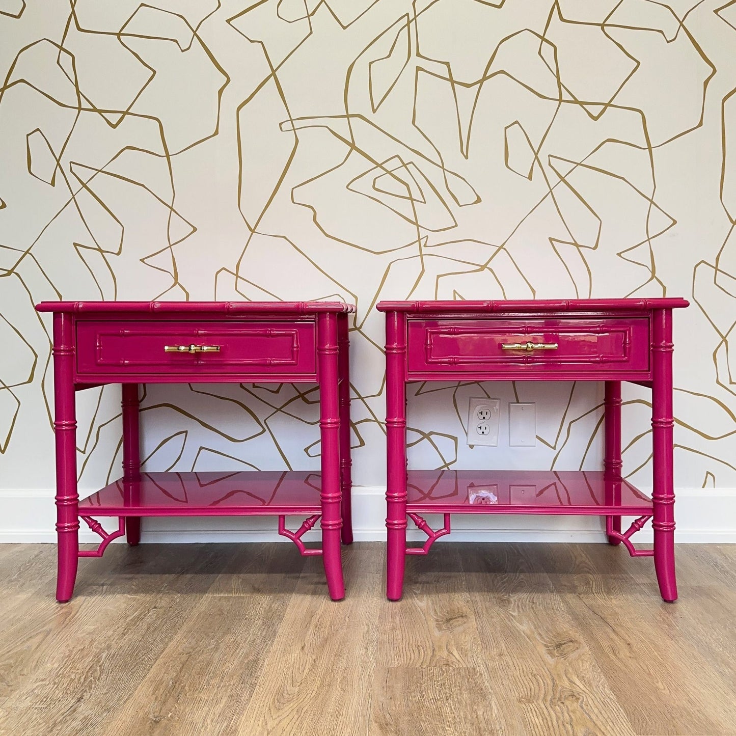 "The Greers" Thomasville Faux Bamboo Nightstand Set - Casey Grace Studio, LLC