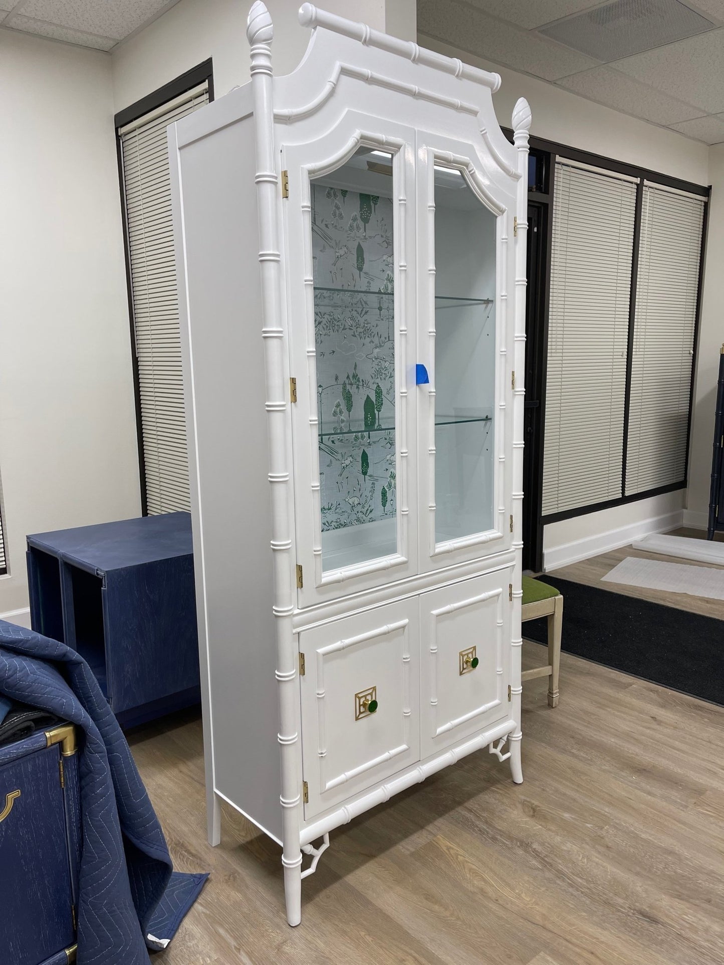 "Waverly" Stanley Faux Bamboo Hutch