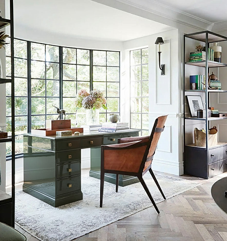 Lacquered Drexel Executive Desk finished in high gloss olive green.