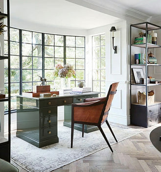 Lacquered Drexel Executive Desk finished in high gloss olive green.