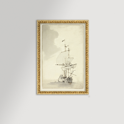 Vintage Sepia-Toned Ship Archival Reproduction Art Print