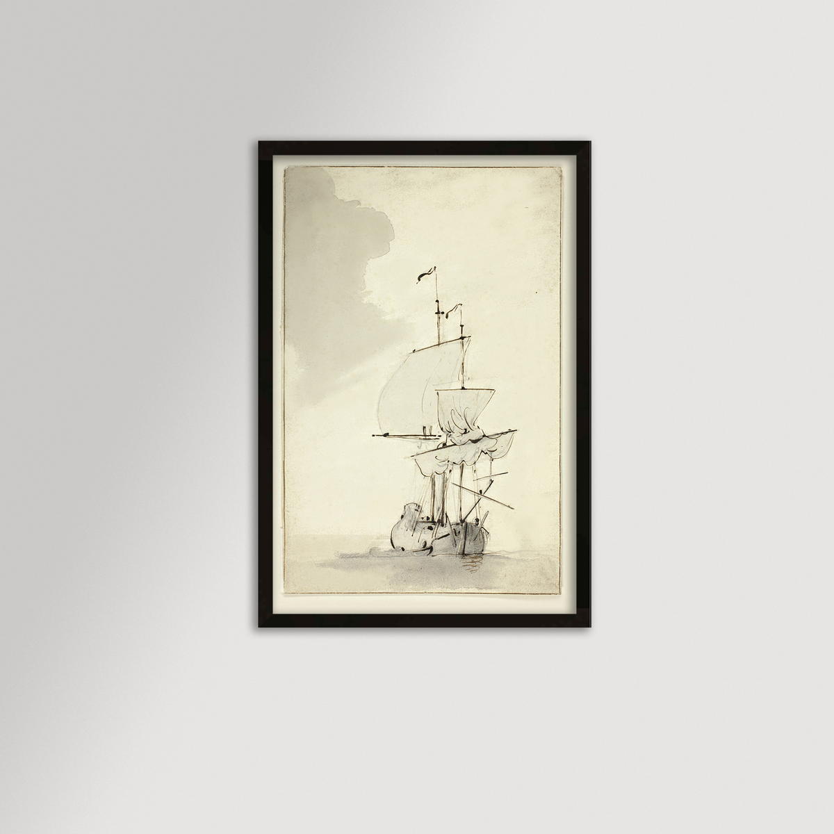 Vintage Sepia-Toned Ship Archival Reproduction Art Print