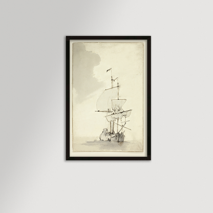 Vintage Sepia-Toned Ship Archival Reproduction Art Print