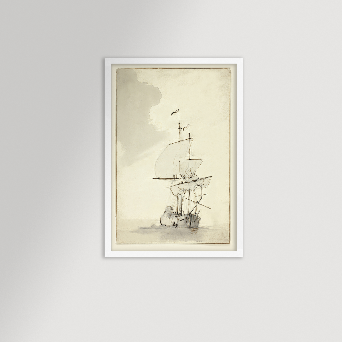 Vintage Sepia-Toned Ship Archival Reproduction Art Print