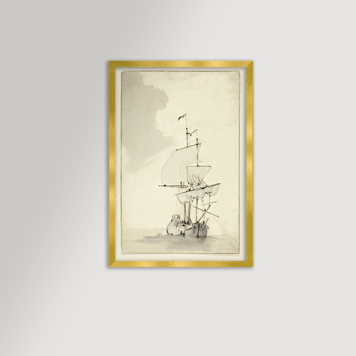 Vintage Sepia-Toned Ship Archival Reproduction Art Print