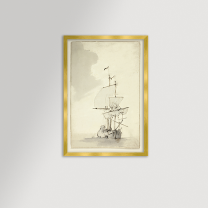Vintage Sepia-Toned Ship Archival Reproduction Art Print
