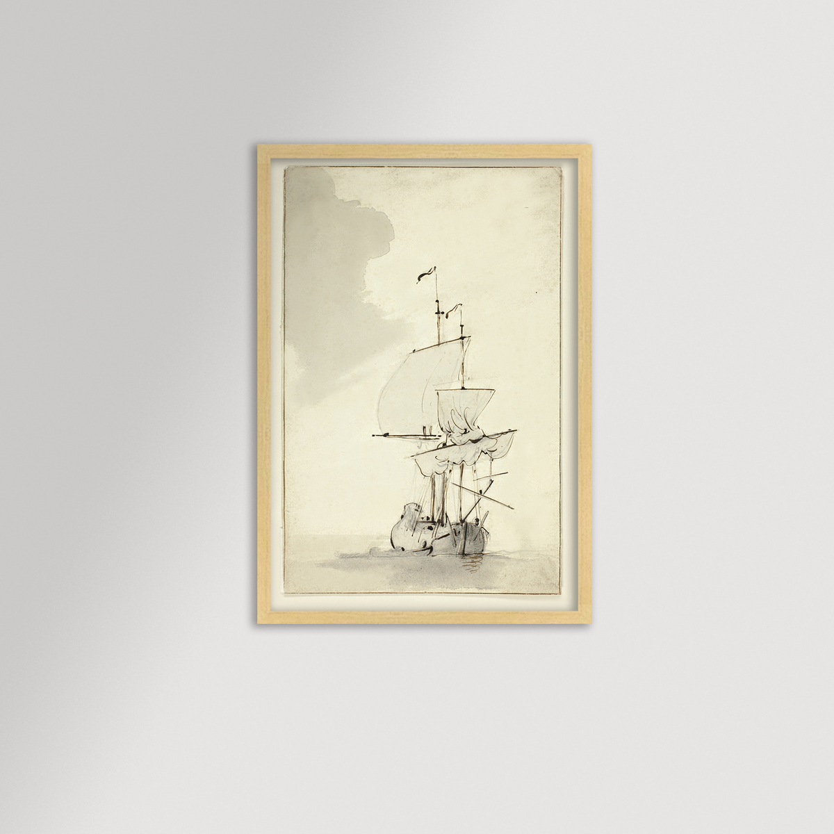 Vintage Sepia-Toned Ship Archival Reproduction Art Print