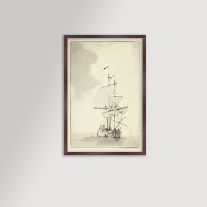 Vintage Sepia-Toned Ship Archival Reproduction Art Print