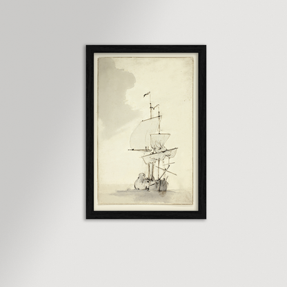 Vintage Sepia-Toned Ship Archival Reproduction Art Print