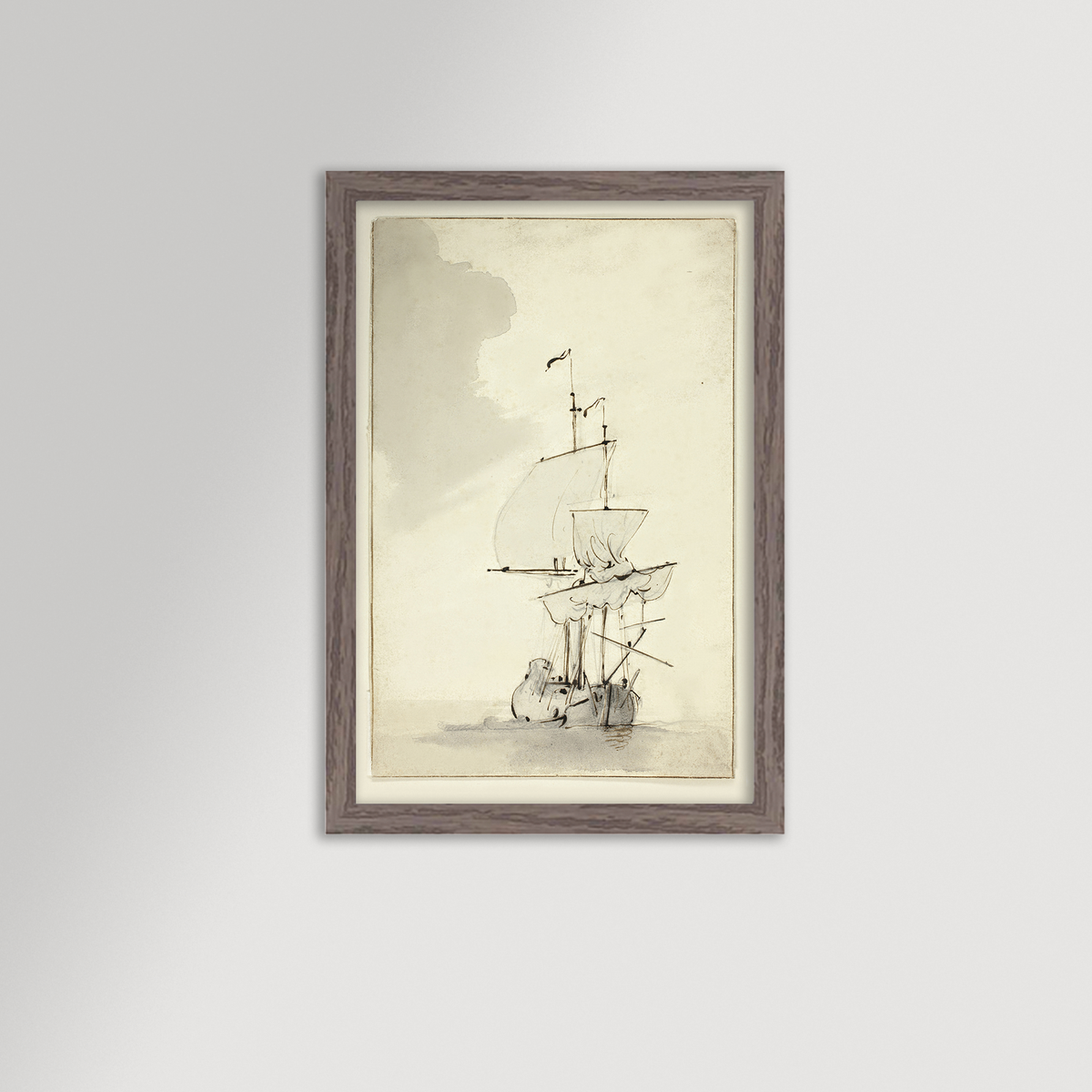 Vintage Sepia-Toned Ship Archival Reproduction Art Print