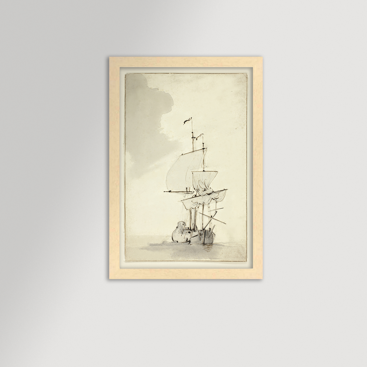 Vintage Sepia-Toned Ship Archival Reproduction Art Print