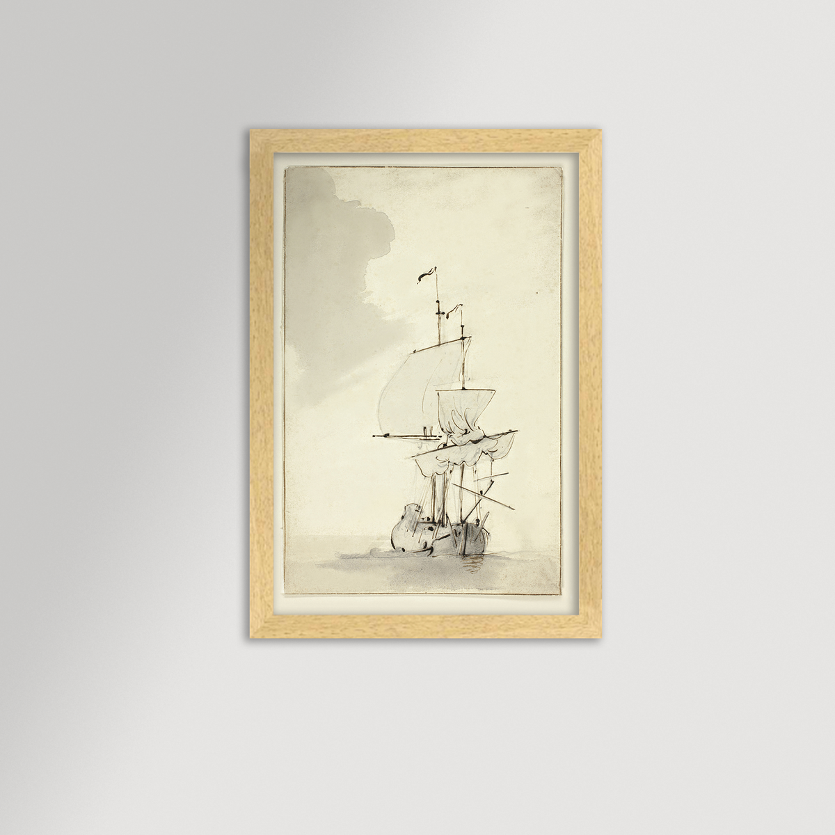 Vintage Sepia-Toned Ship Archival Reproduction Art Print