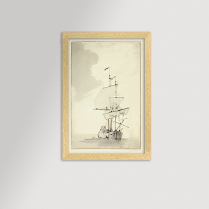 Vintage Sepia-Toned Ship Archival Reproduction Art Print